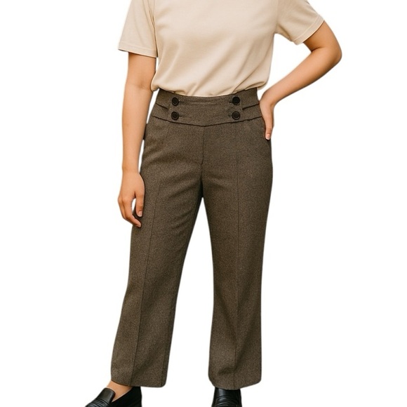 Revolve Sanctuary Herringbone Wool Blend Pants Brown - Picture 1 of 9